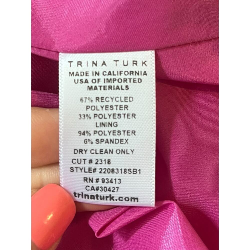 Trina Turk NIAN One Shoulder Cocktail Shift Dress | Sz 2, Phlox Pink *Flaw* - Picture 5 of 9